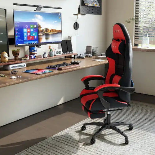 4supply Ergonomic Gaming Chair In Breathable PU Leather With High-density Foam Cushions